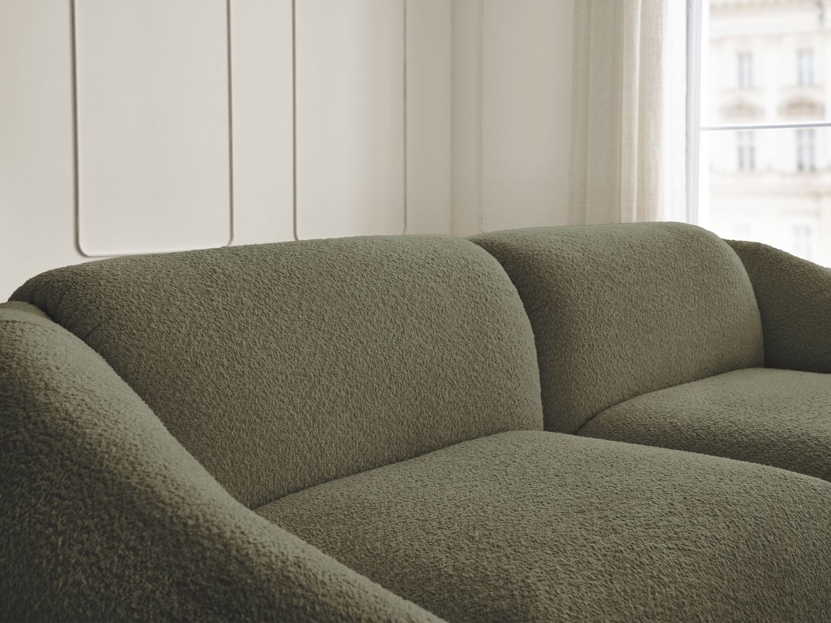 Bobochic Tina Sofa 3-Sitzer Bouclé-Stoff Grün