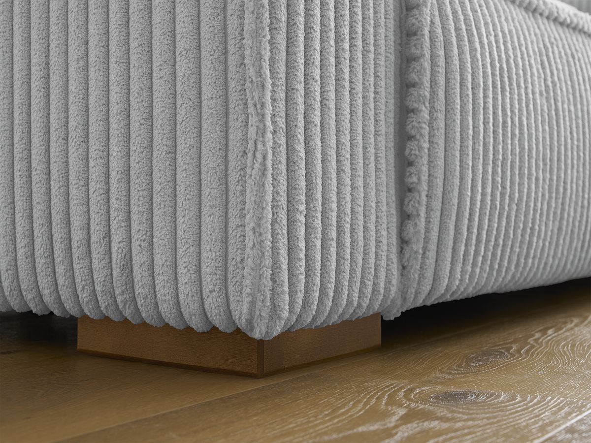 Bobochic Chelsea Sofa 6-Sitzer mit Pouf Breitcord weich Hellgrau