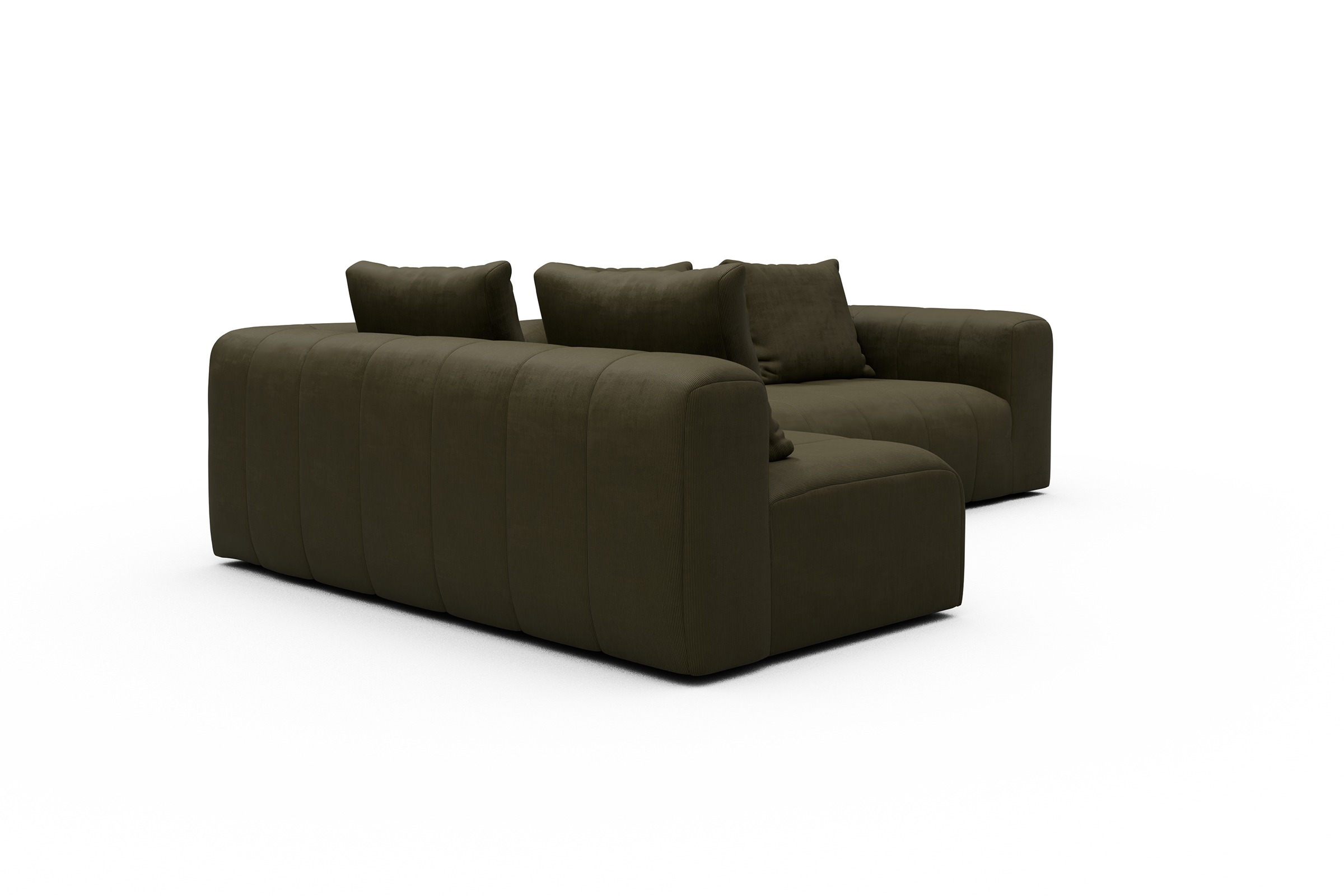 Ecksofa Hugo 2x 2,5-Sitzer Armlehne rechts Cordufine-Pine-Green