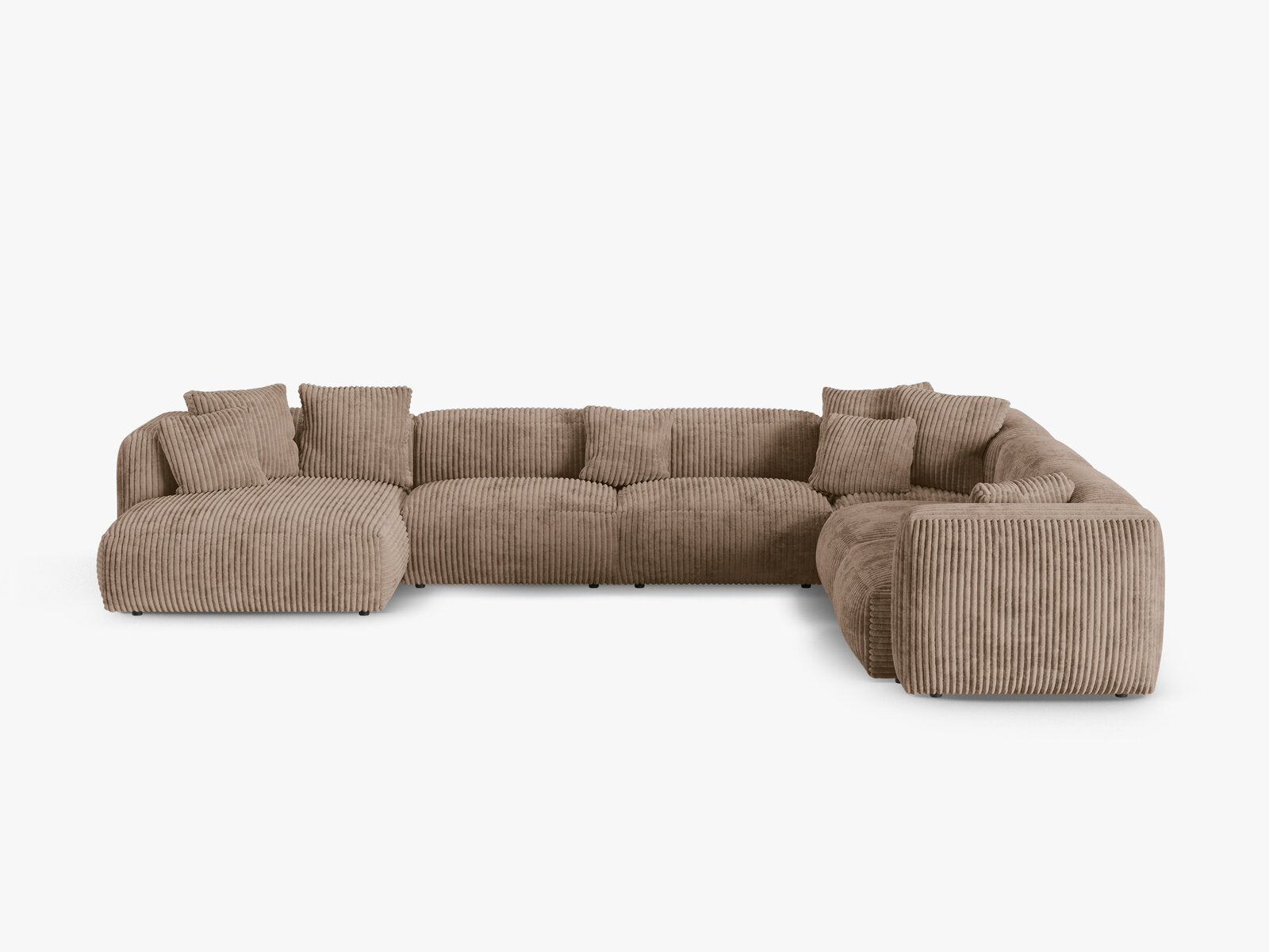 Micadoni modulares Ecksofa XL Martina 6-Sitzer 90cm Sitztiefe Rechts Kord Tilia Eichel