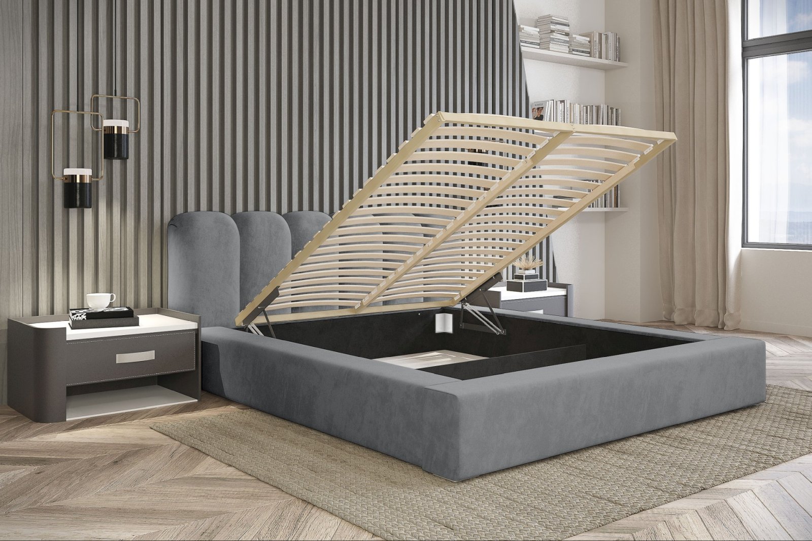 Polsterbett Tavio-New Chenille 160x200 mit Holzrahmen Ditra-New 16