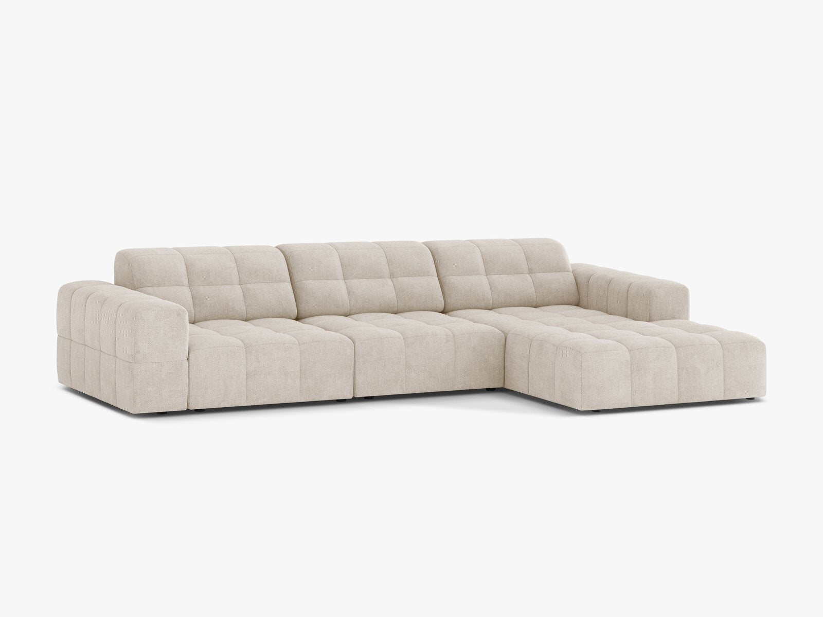 Micadoni Ecksofa Jennifer 4-Sitzer Rechts Chenille Eden Helles Beige