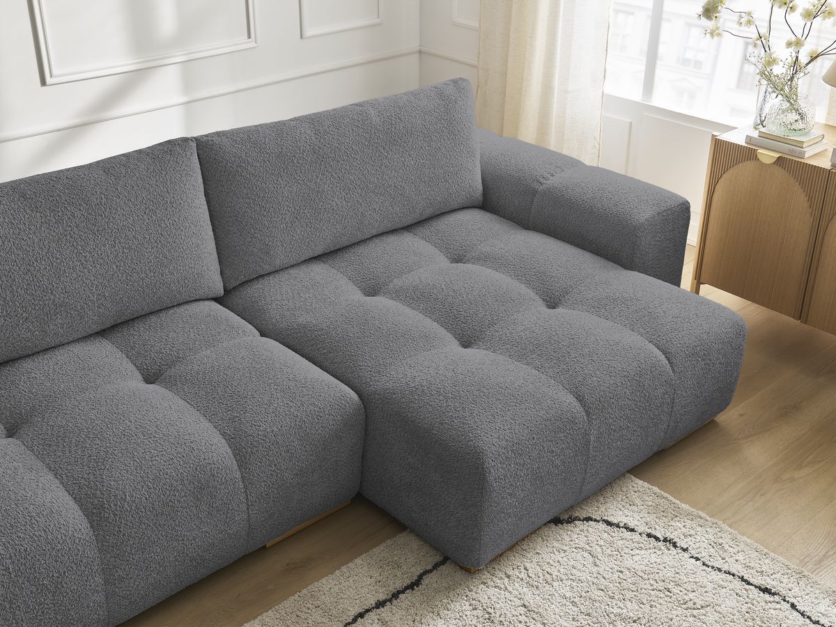 Bobochic Anakin Wohnlandschaft, 3 Kissen Bouclé-Stoff Dunkelgrau
