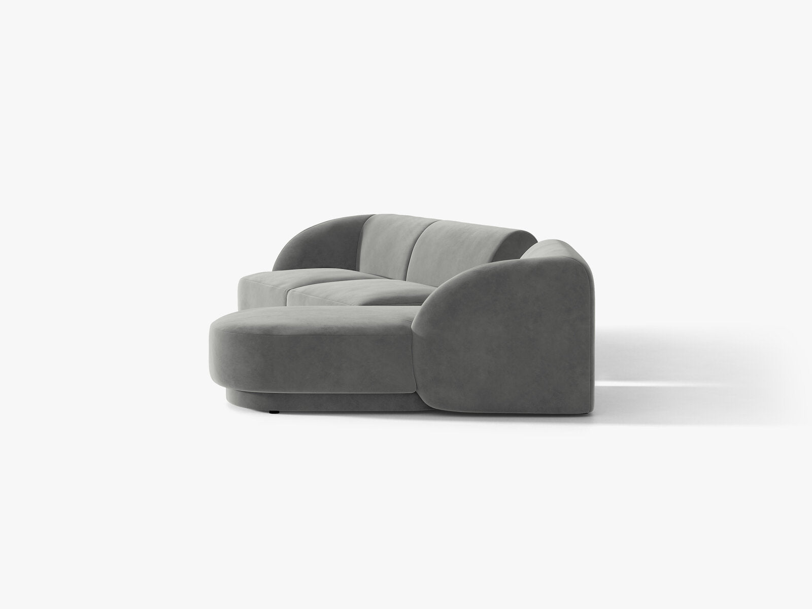 Micadoni Modulares Sofa Miley mit Recamiere 3-Sitzer Rechts Samt Venus Hellgrau