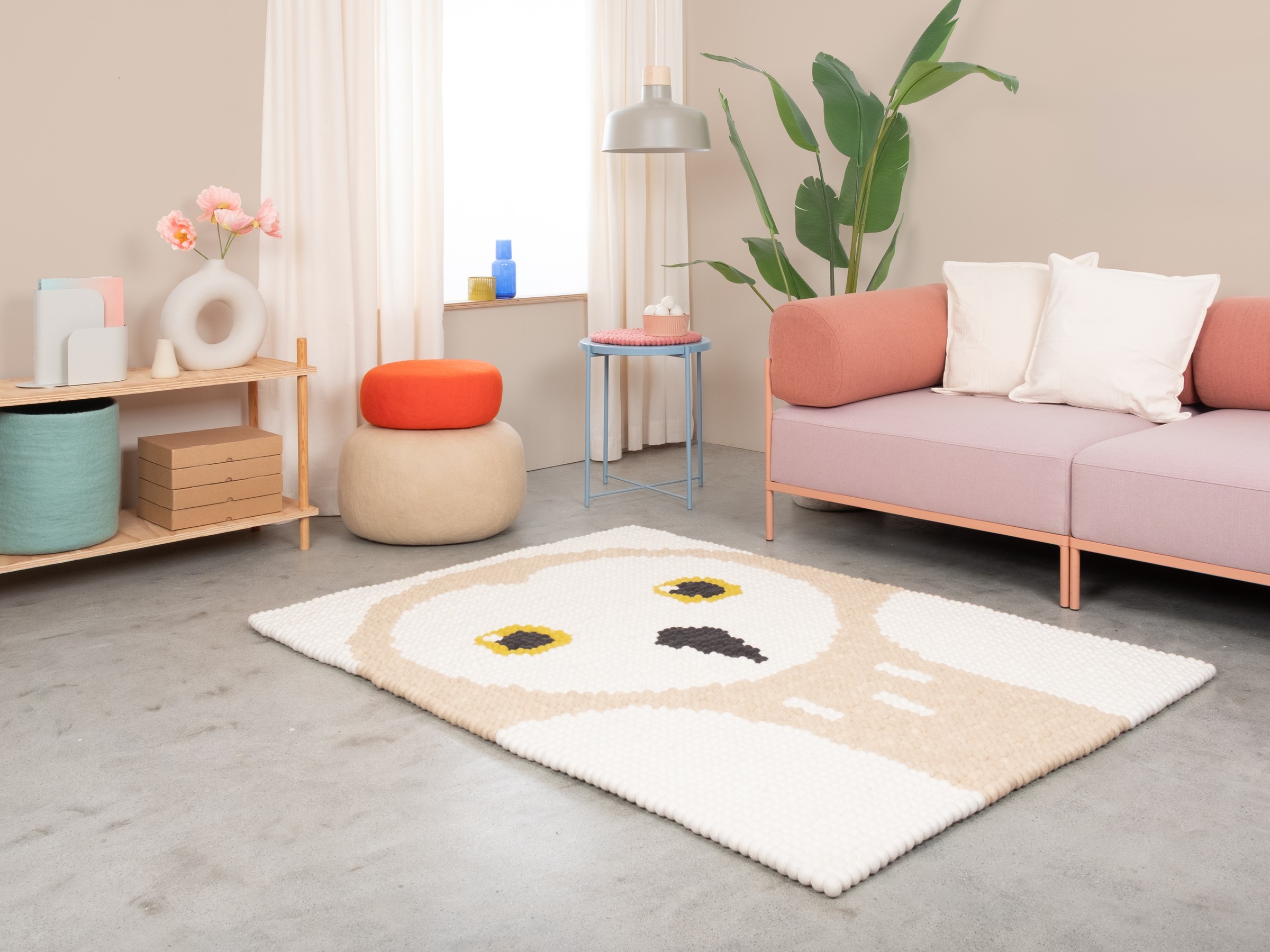 myfelt Evi Filzkugelteppich Natur