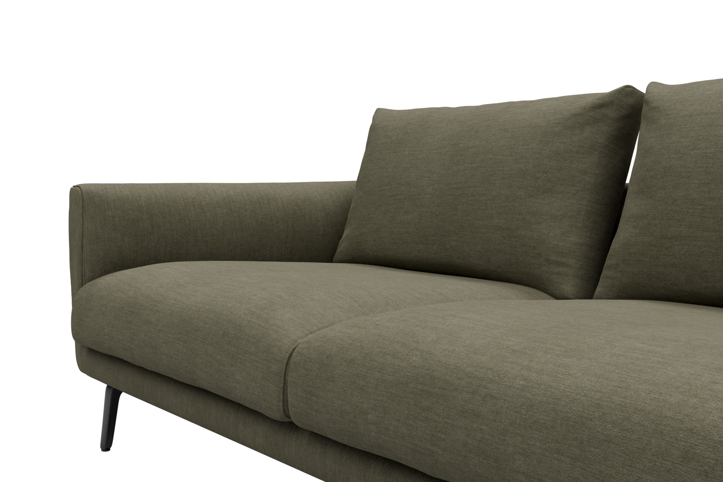 Ecksofa Karl Relax-Ecke rechts mit 2,5-Sitzer Vivus-Dusty-Olive