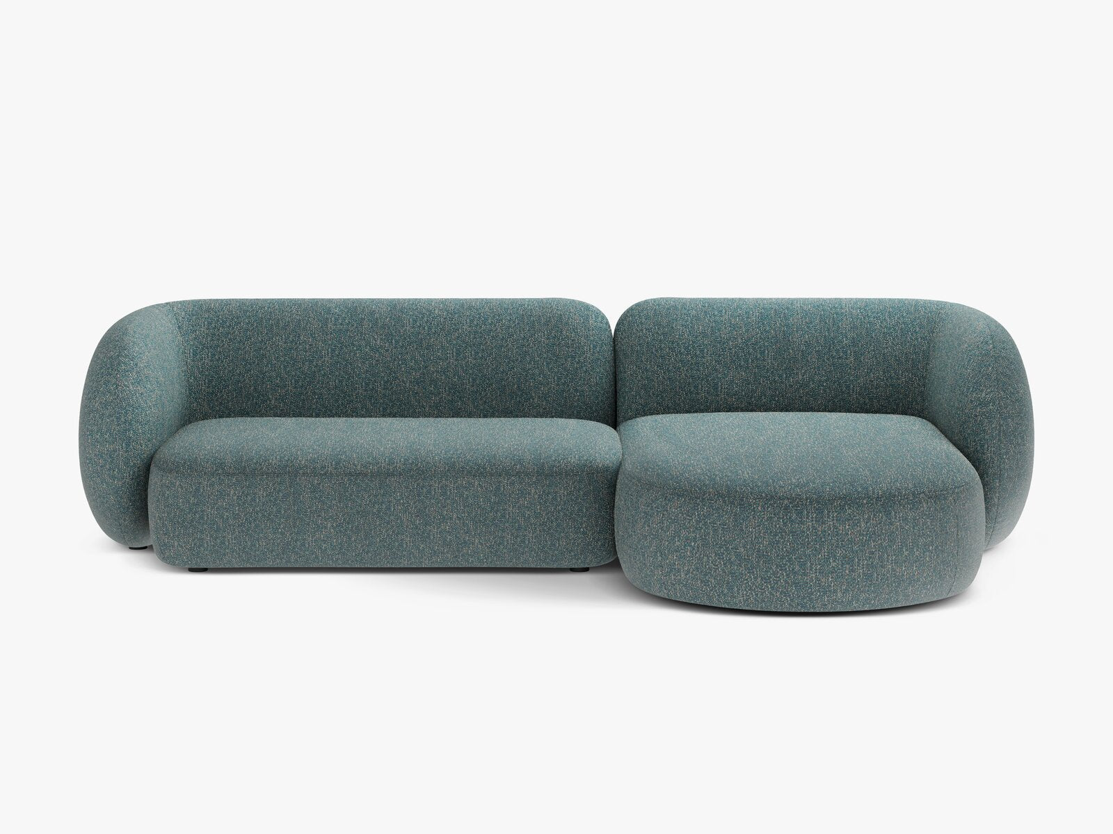 Micadoni Ecksofa Kate 3-Sitzer Rechts Strukturierter Stoff Blau Melange