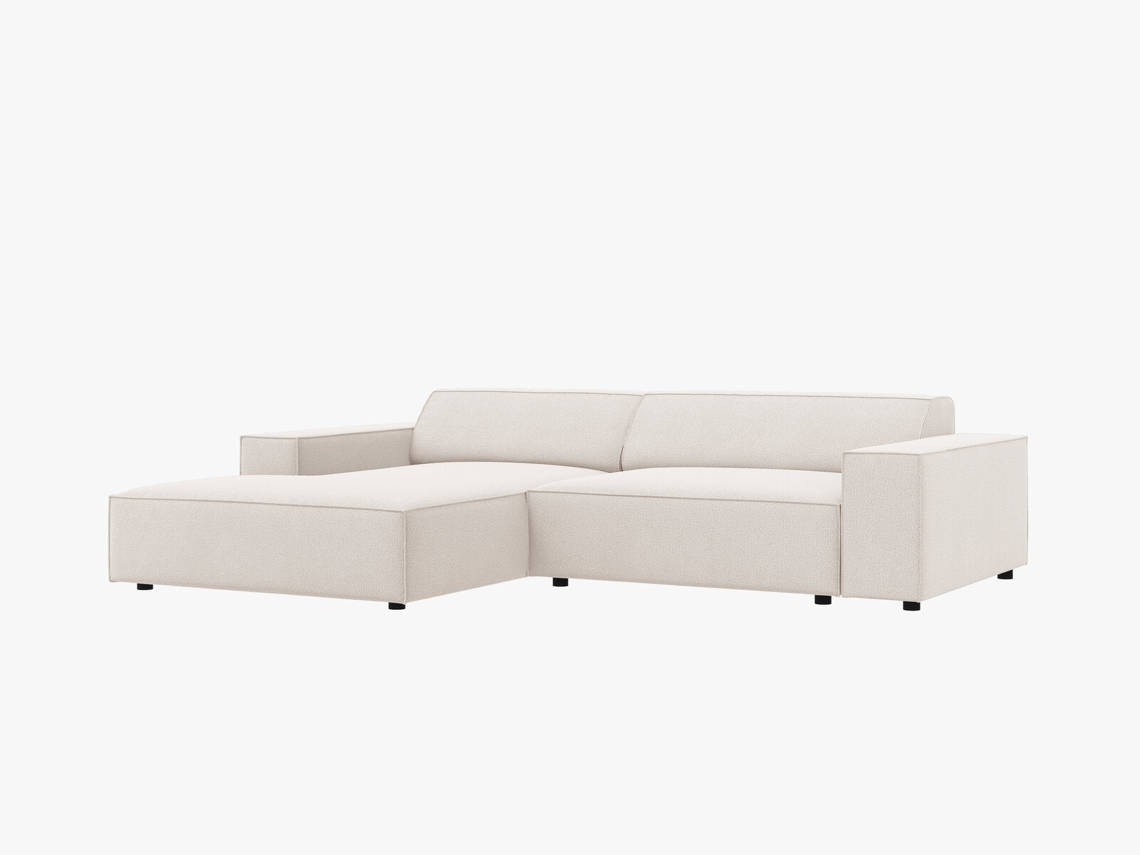 Micadoni Ecksofa Jodie 3-Sitzer Links Strukturierter Stoff Megan Helles Beige