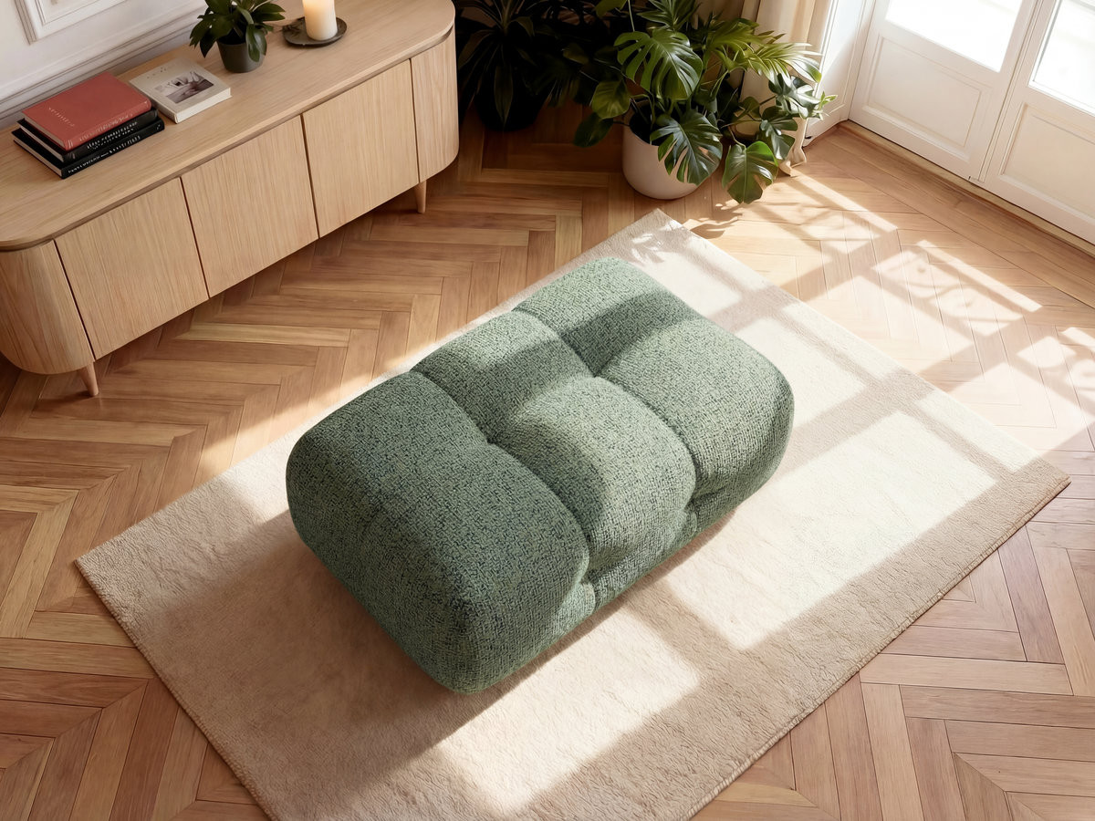 Bobochic Laura Pouf 98 × 62 cm Melange-Stoff Hellgrün