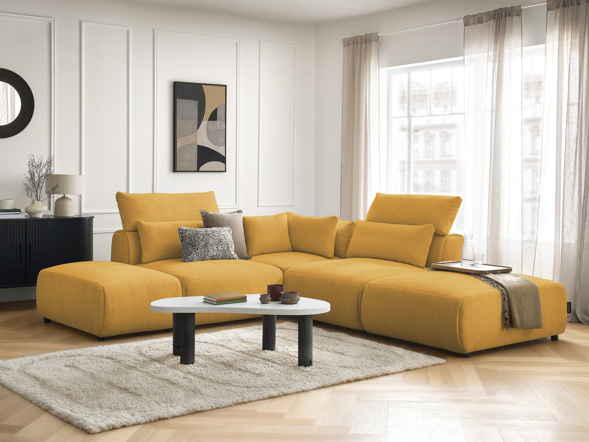 Bobochic Jana Ecksofa Melange-Stoff Gelb