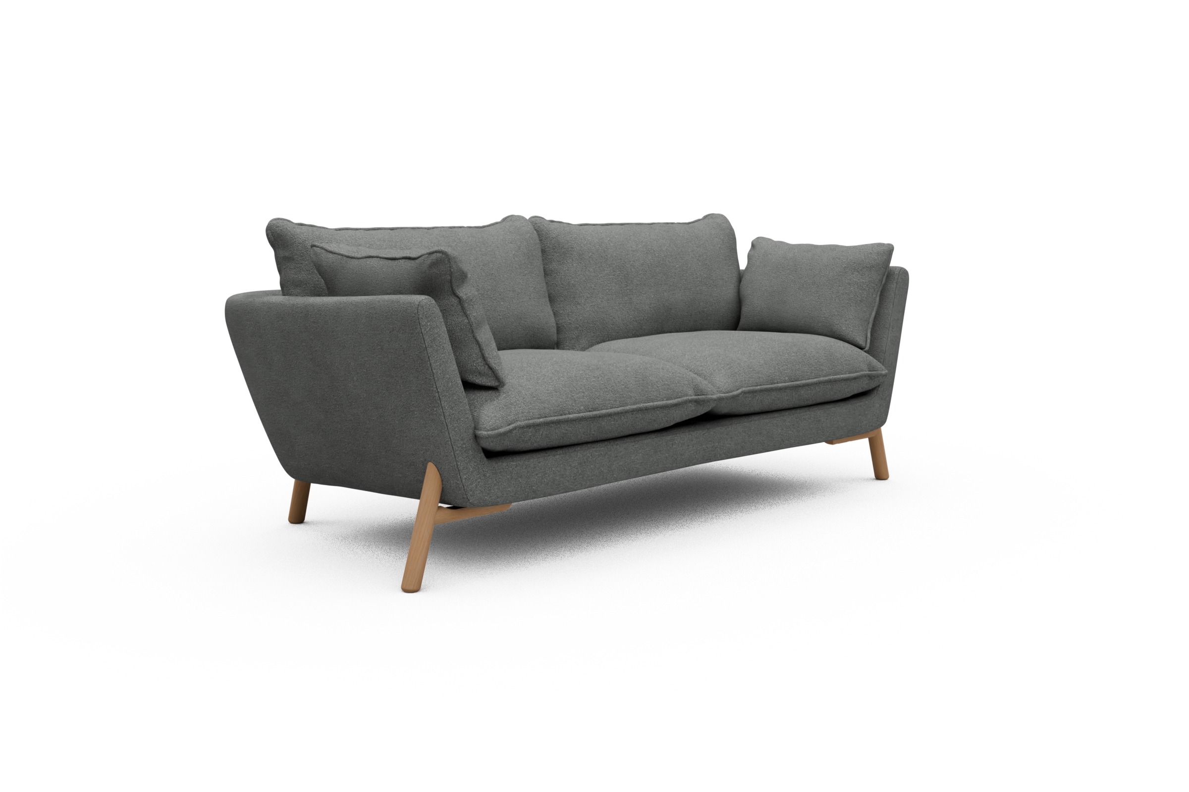Sofa Emil PREMIUM 2-Sitzer Beinfarbe Eiche Natur Boucle-Ash-Grey