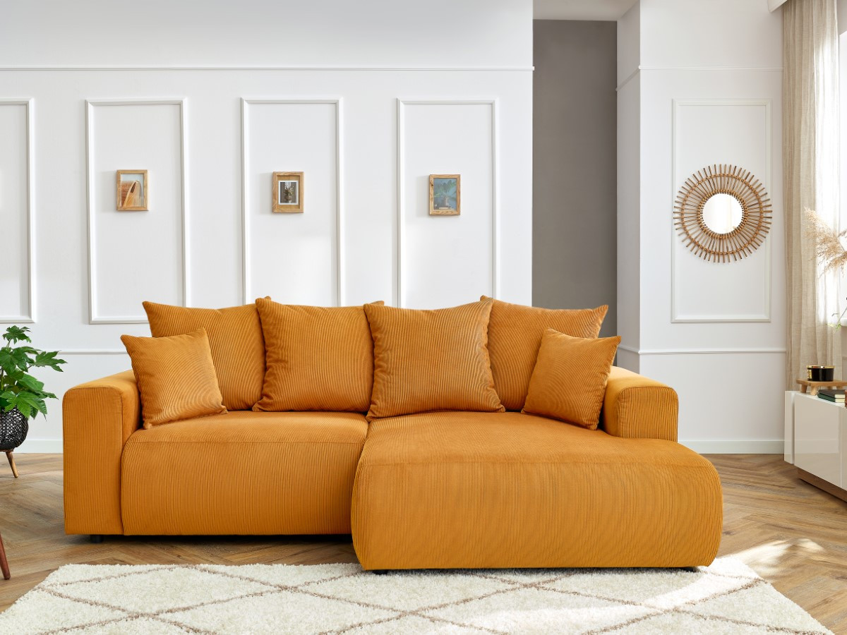 Bobochic Enjoy Ecksofa Cordsamt Gelb Ecke rechts