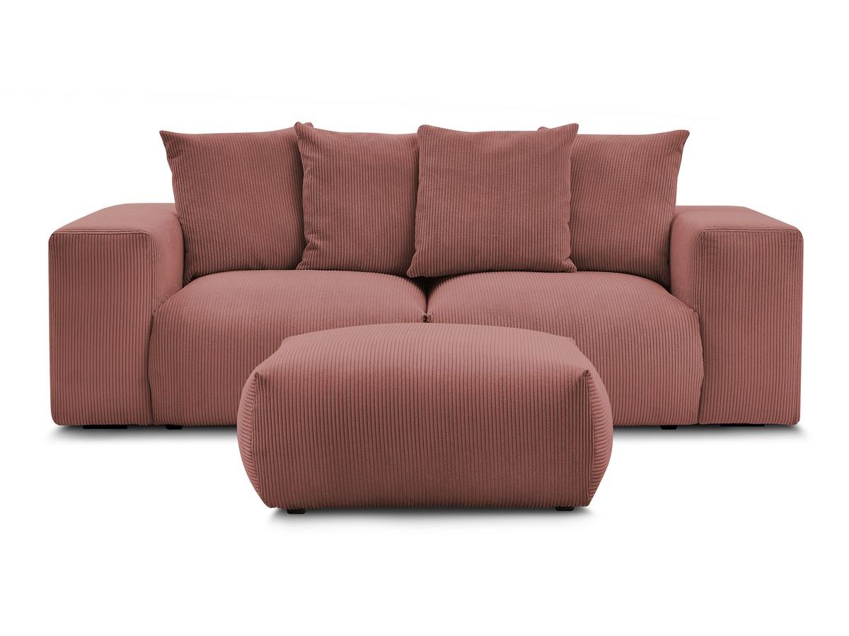 Bobochic Voltaire Sofa 4-Sitzer mit Pouf 248 × 100 cm Cordsamt Rosa