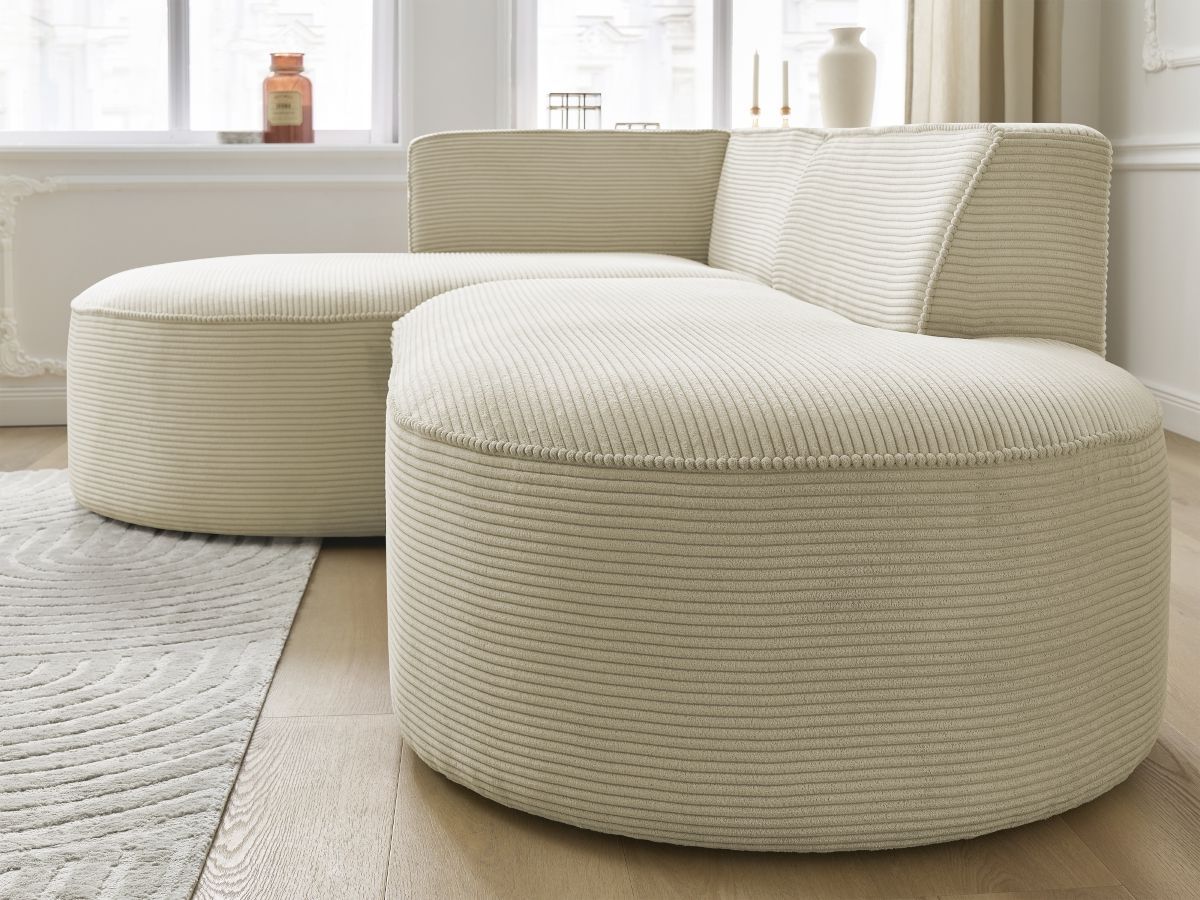 Bobochic Rousseau Ecksofa Cordsamt Beige Ecke links