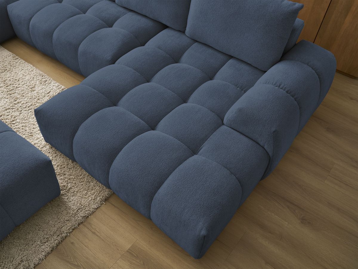 Bobochic Everest Wohnlandschaft mit Pouf, 6 Kissen Melange-Stoff Dunkelblau Ecke rechts