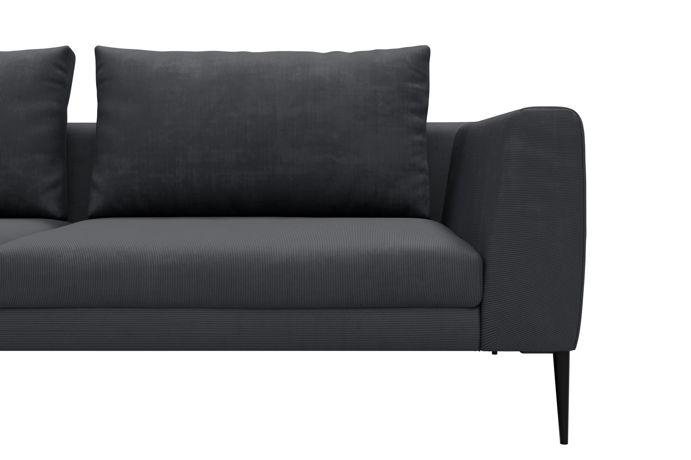 Ecksofa Paul Relax-Ecke links mit 3-Sitzer Kord Cordufine 308-Slate-Grey