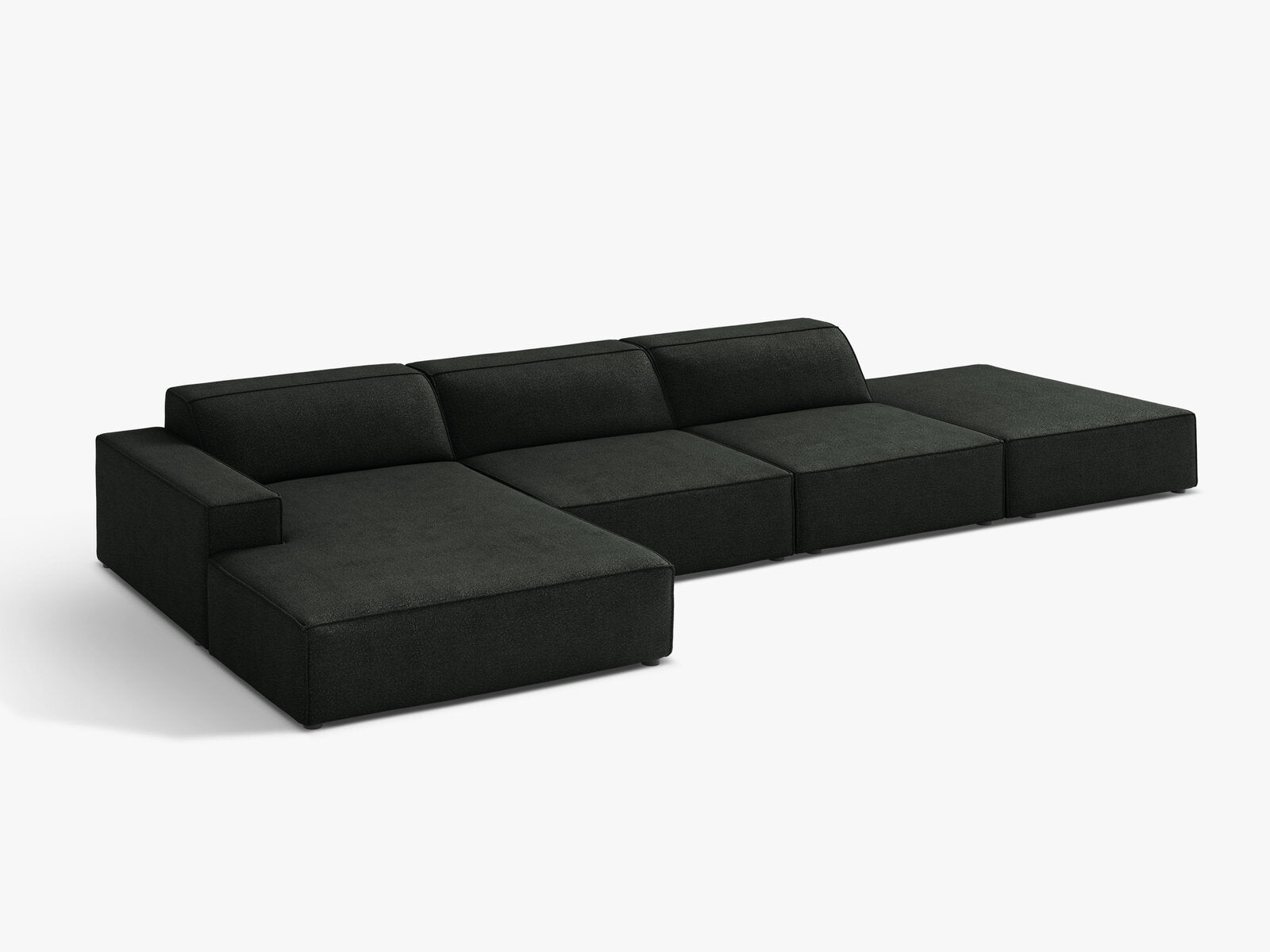 Micadoni Ecksofa Jodie 5-Sitzer Links Boucle Baloo Schwarz