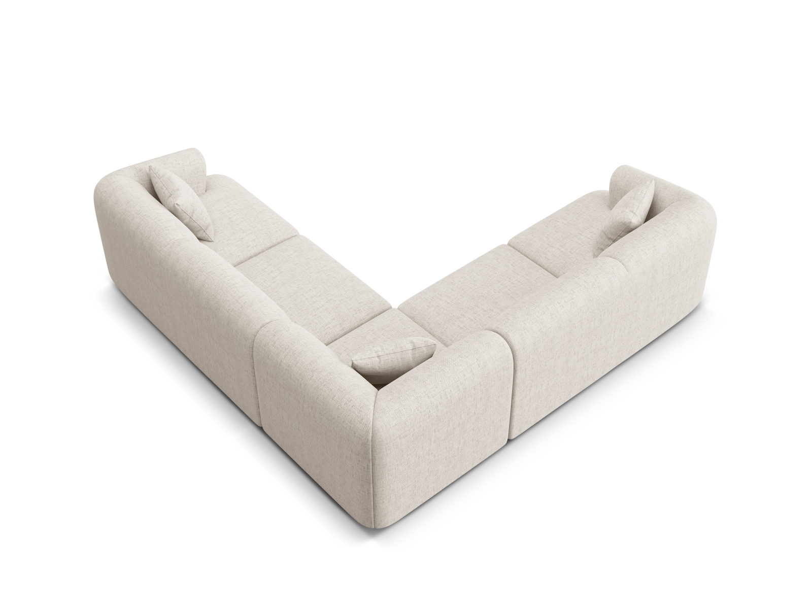 Cosmopolitan Design Symmetrisches Ecksofa Campi 6-Sitzer Strukturierter Stoff Moly Helles Beige