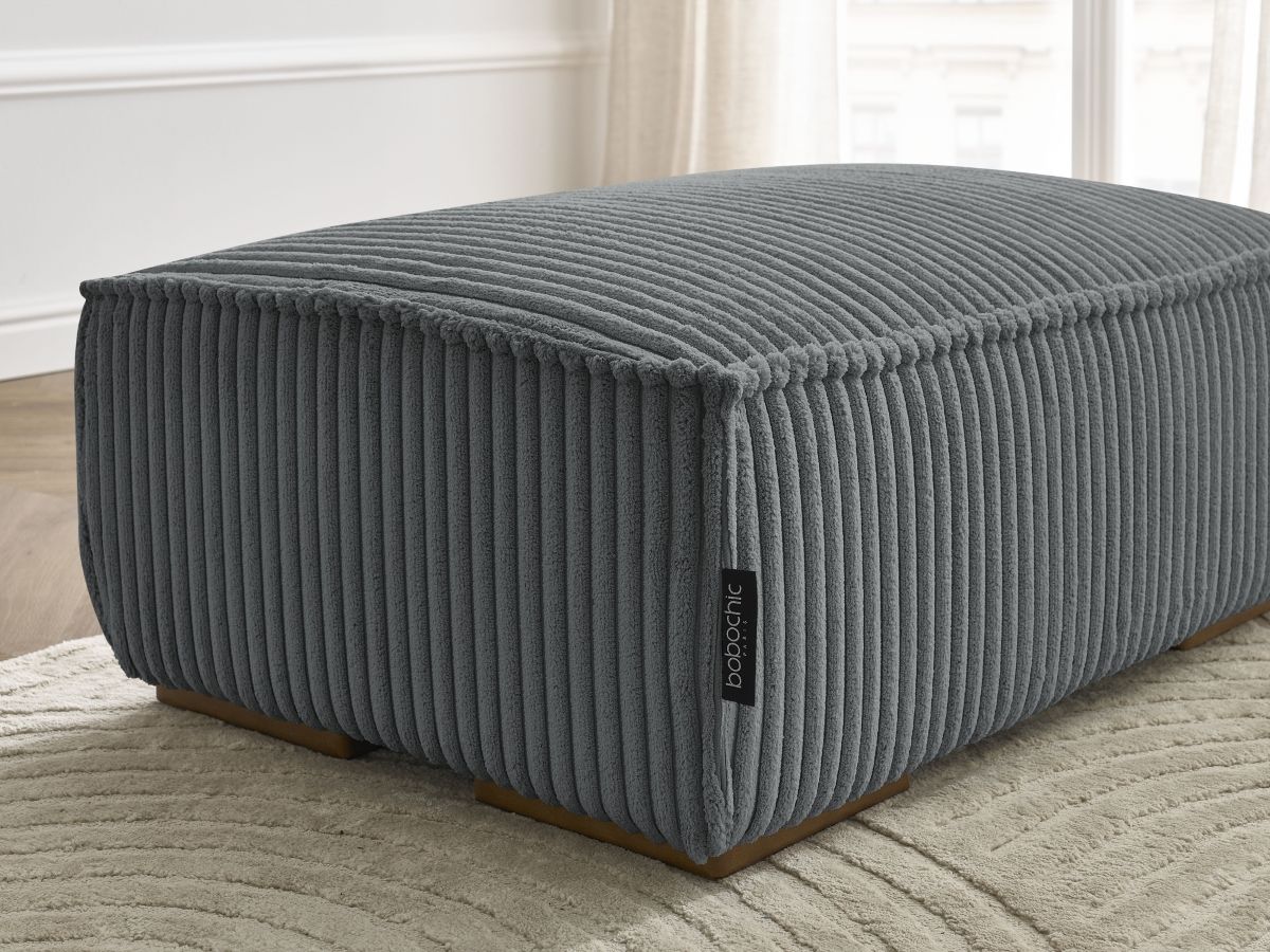 Bobochic Chelsea Pouf Breitcord weich Dunkelgrau