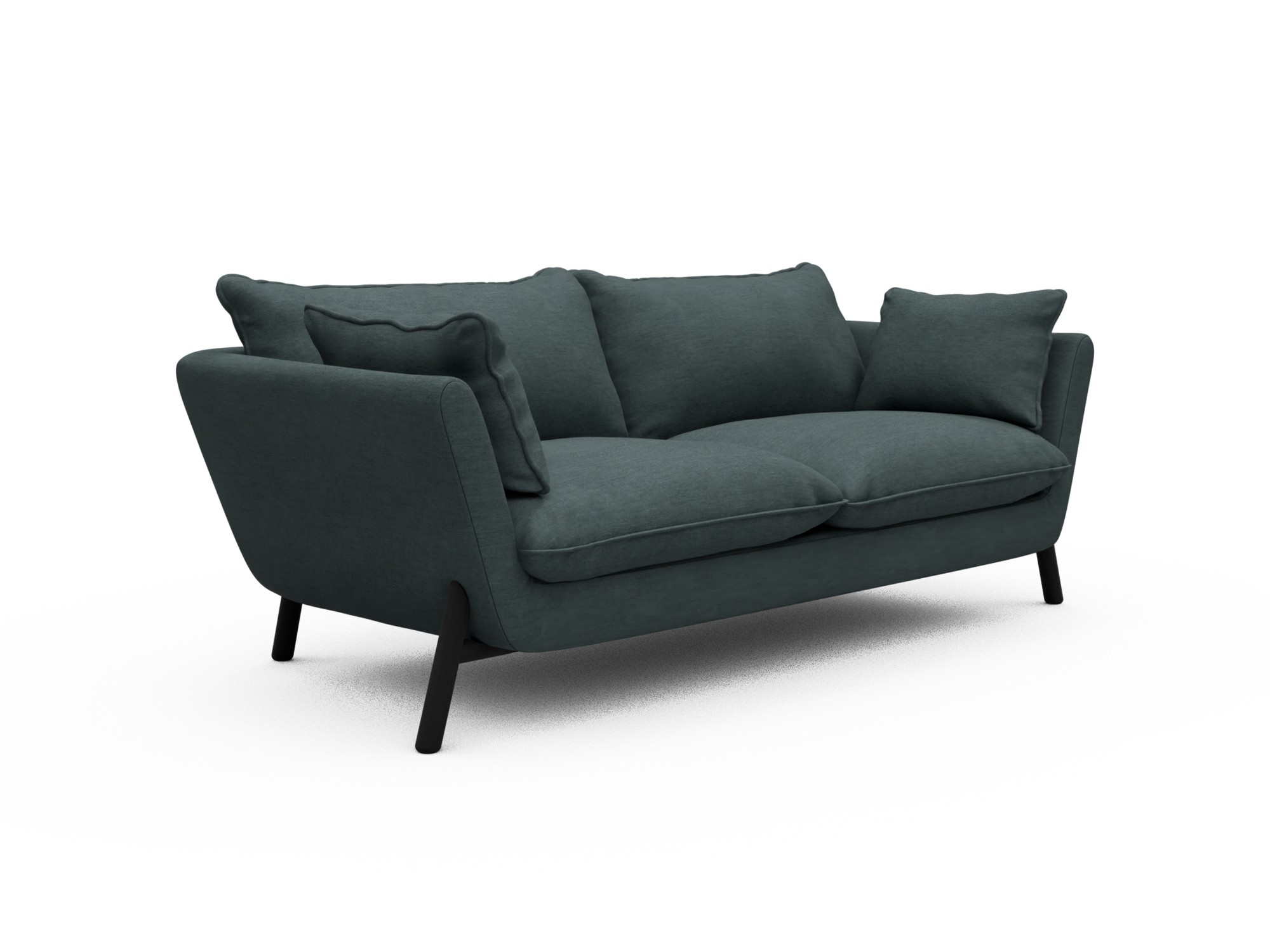 Skandi Home Sofa Emil Soft 2-Sitzer Beinfarbe Eiche Schwarz Vivus-Blue moebelfaktor