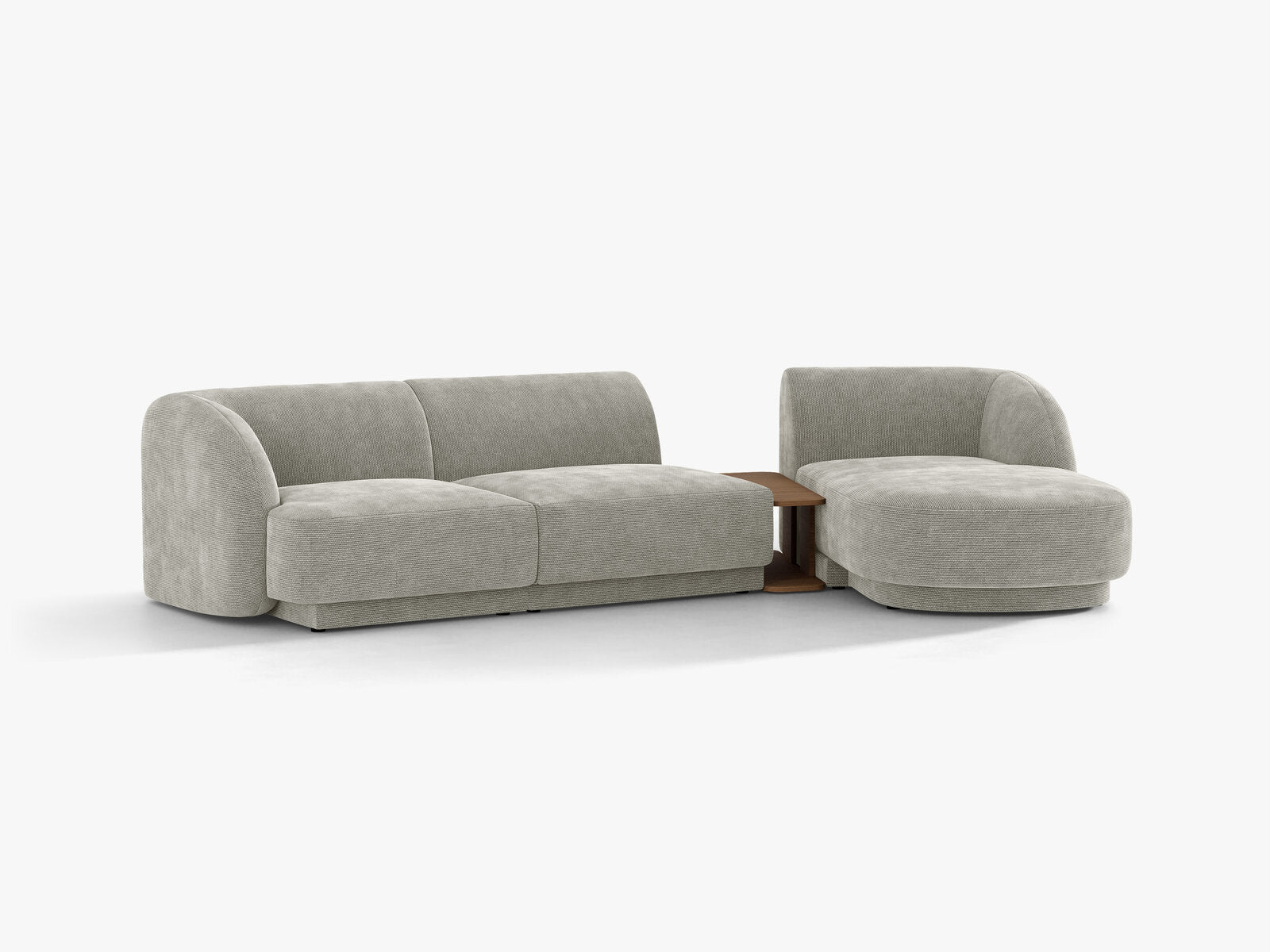 Micadoni Modulares Sofa Miley mit Recamiere 3-Sitzer Rechts Chenille Haga Hellgrau