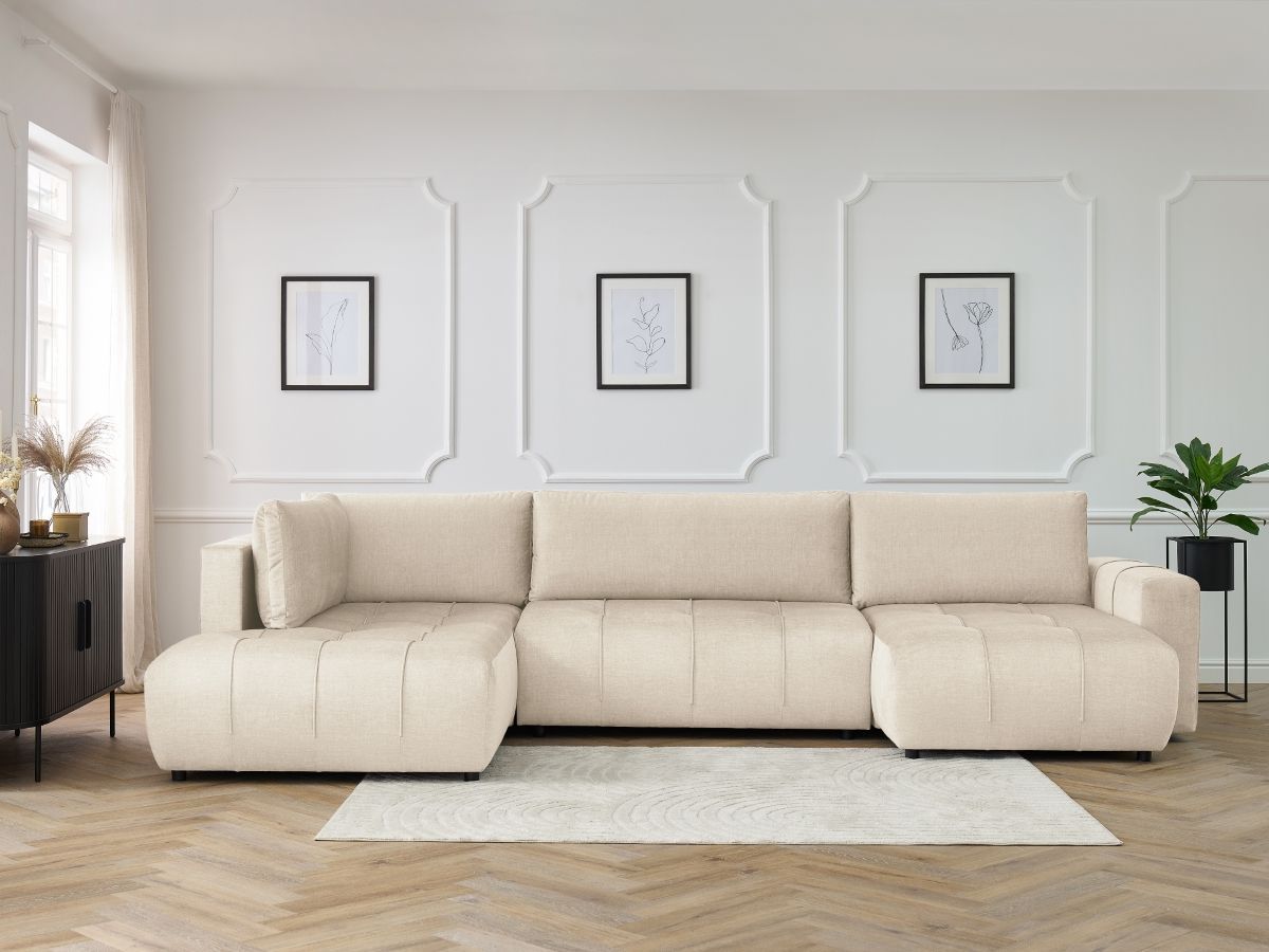 Bobochic Arsene Wohnlandschaft Samt Beige Ecke rechts