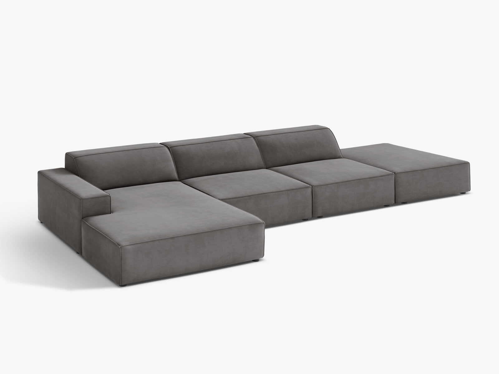 Micadoni Ecksofa Jodie 5-Sitzer Links Samt Bluvel Hellgrau