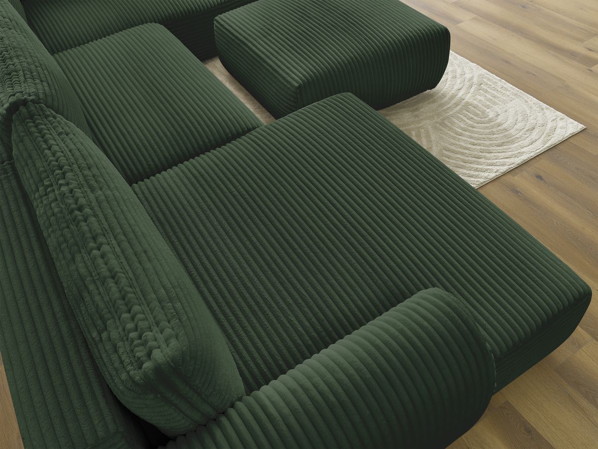 Bobochic Lucien Wohnlandschaft mit Pouf Breitcord weich Grün Ecke links