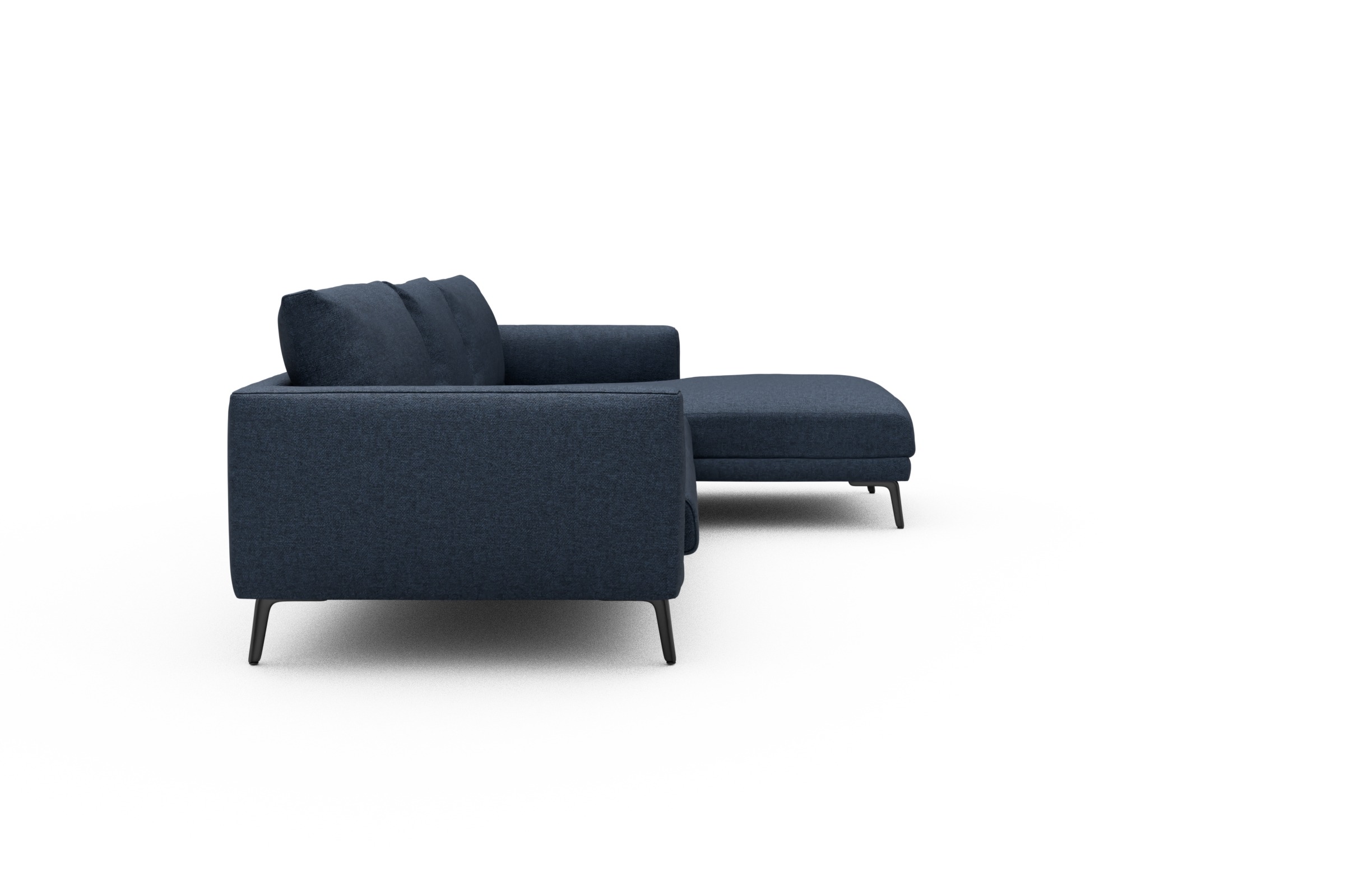 Ecksofa Karl Chaiselongue rechts mit 2,5-Sitzer Sama-Deep-Blue