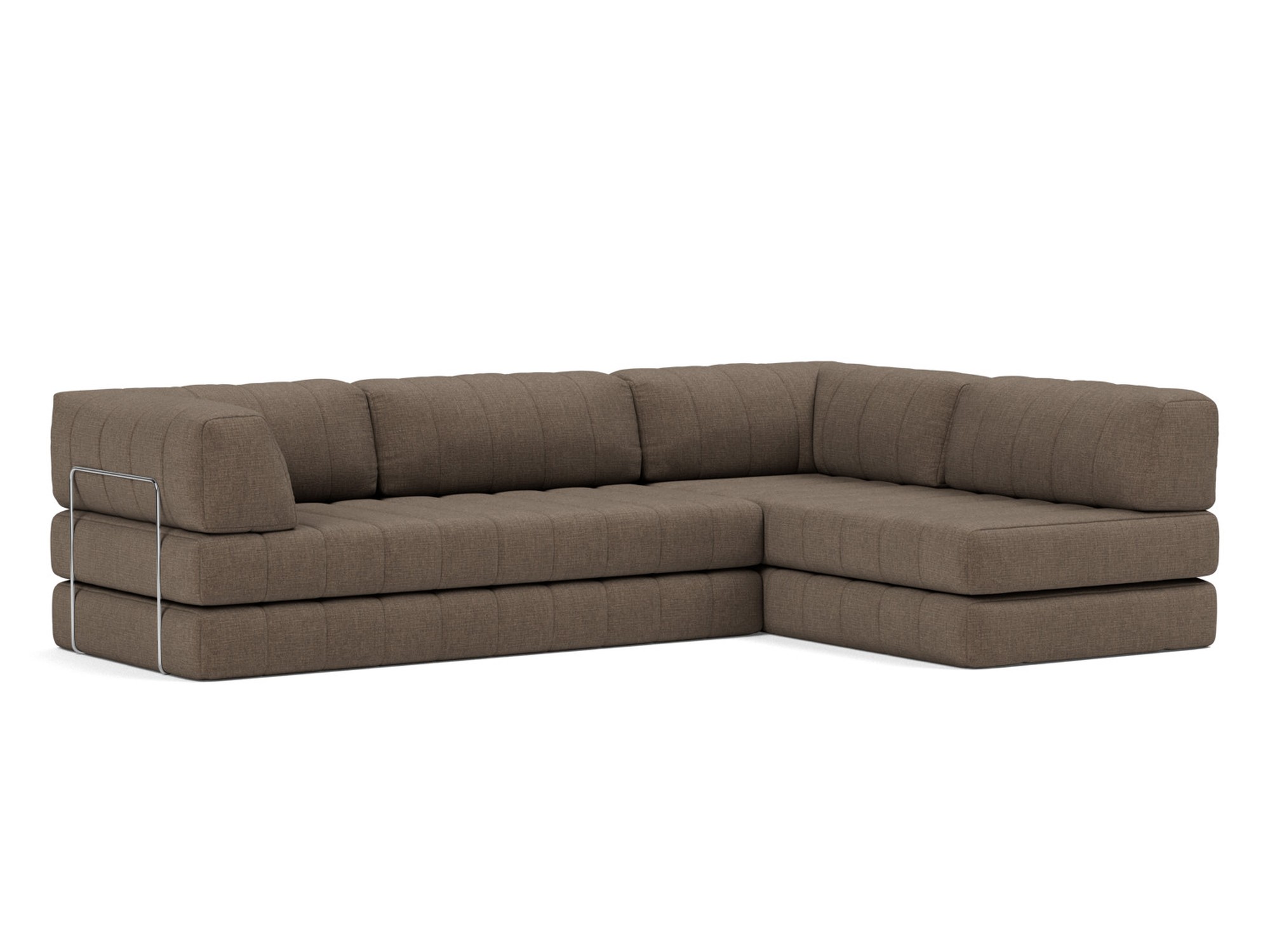 Eck-Schlafsofa CozyPad L-Form mit Armlehne Chenille Esina 411-Cedar-Brown