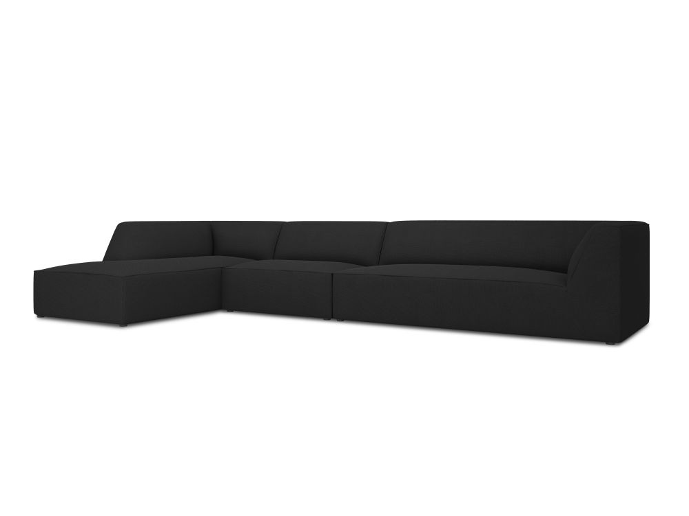 Cosmopolitan Design Ecksofa Siena 5-Sitzer Strukturierter Stoff Ottawa Schwarz Links