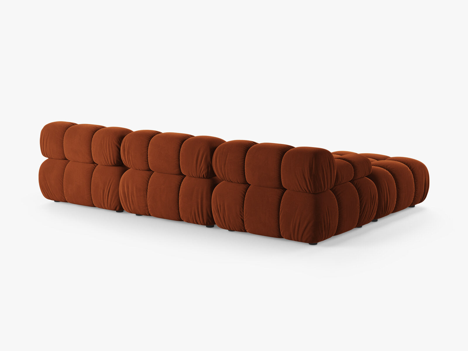 Micadoni Modulares Sofa Bellis 4-Sitzer mit flachem Modul Samt Bluvel Terrakotta
