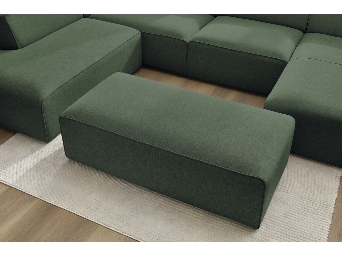 Bobochic Megeve Wohnlandschaft mit Pouf Melange-Stoff Grün Ecke rechts