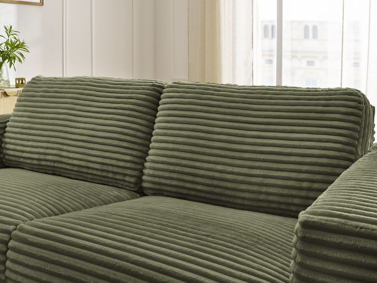 Bobochic Hugo Schlafsofa 3-Sitzer Cordsamt Grün, Liegefläche 140 × 190 cm