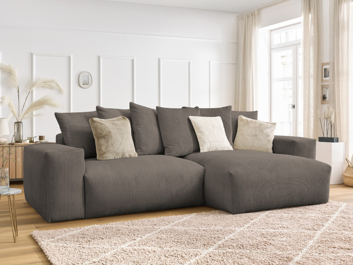 Bobochic Voltaire Ecksofa 310 × 174 cm Cordsamt Taupe