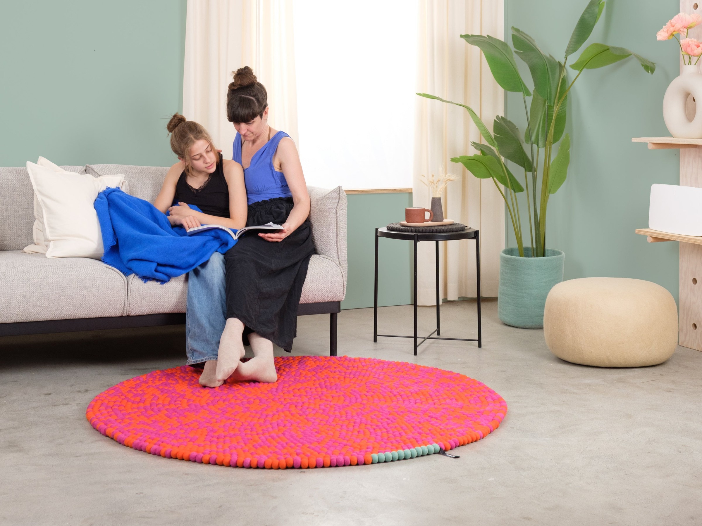 myfelt Lava Filzkugelteppich Orange rund Ø 50 cm