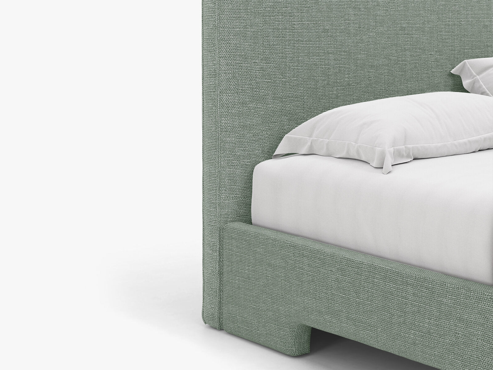 Micadoni Eda Bett mit Kopfteil Strukturierter Stoff Bjorn Minze 160x200