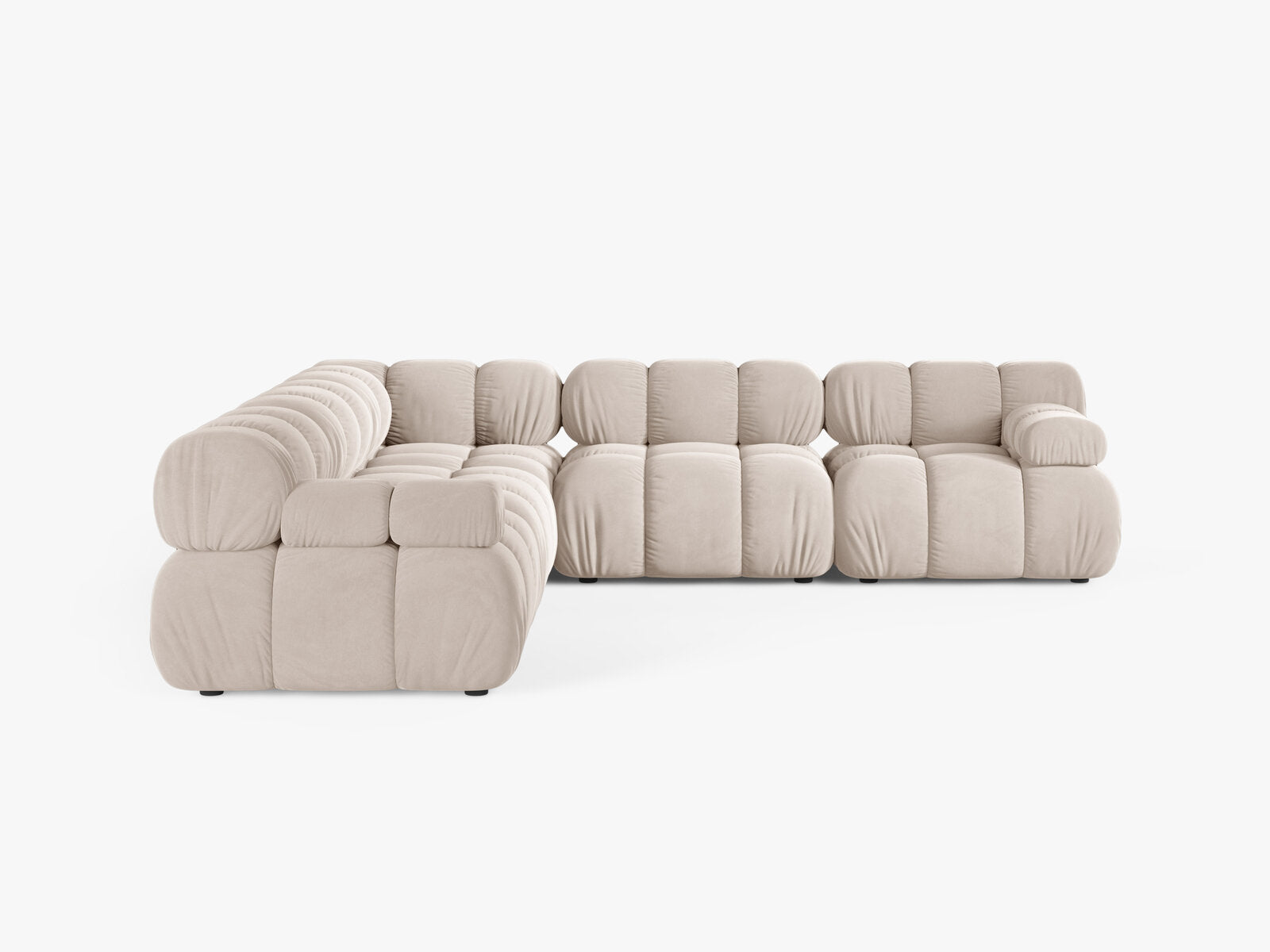 Micadoni Symmetrisches Ecksofa Bellis 5-Sitzer Samt Venus Helles Beige