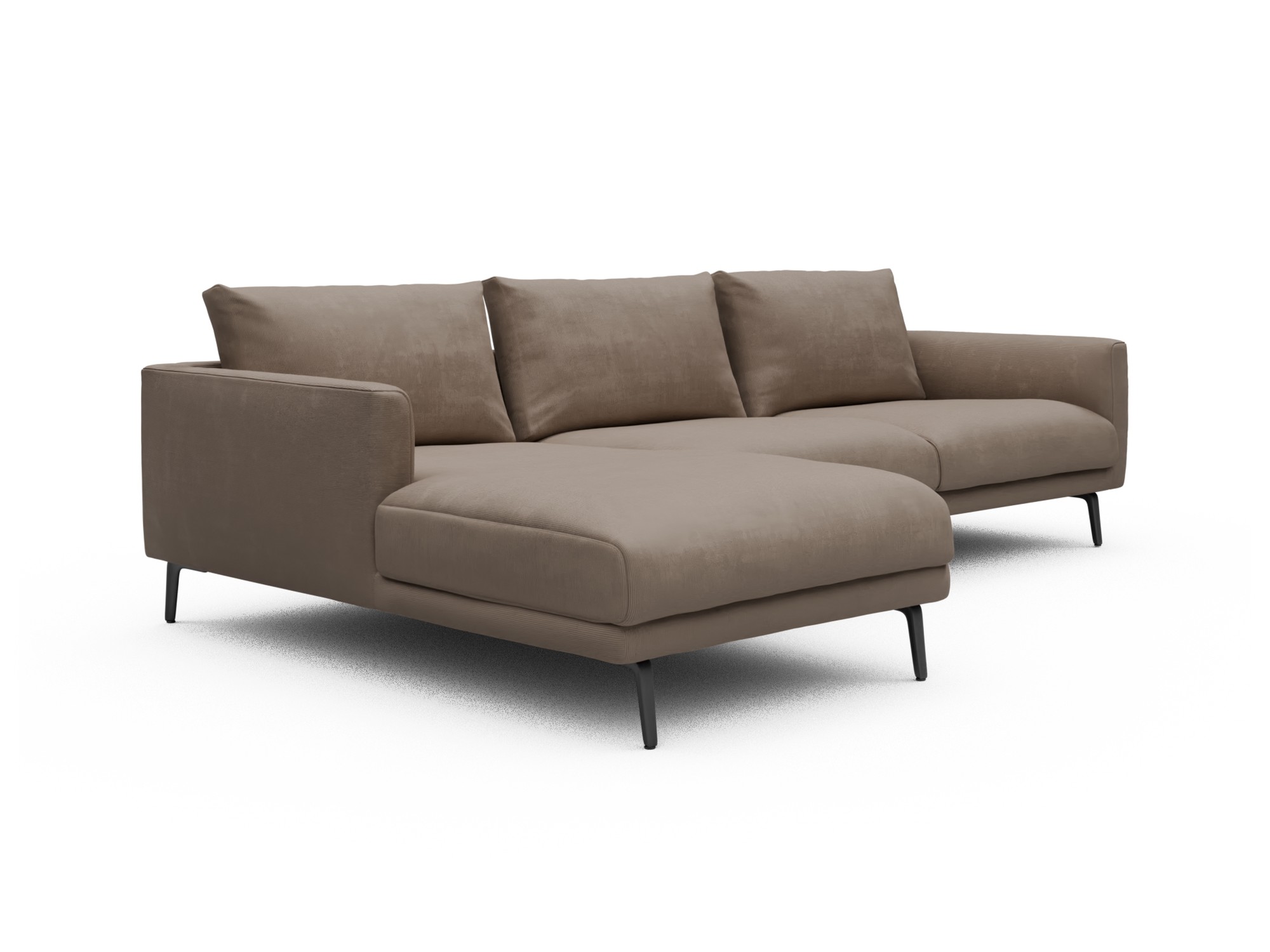 Skandi Home Ecksofa Karl Chaiselongue links mit 2,5-Sitzer Cordufine-Biege moebelfaktor