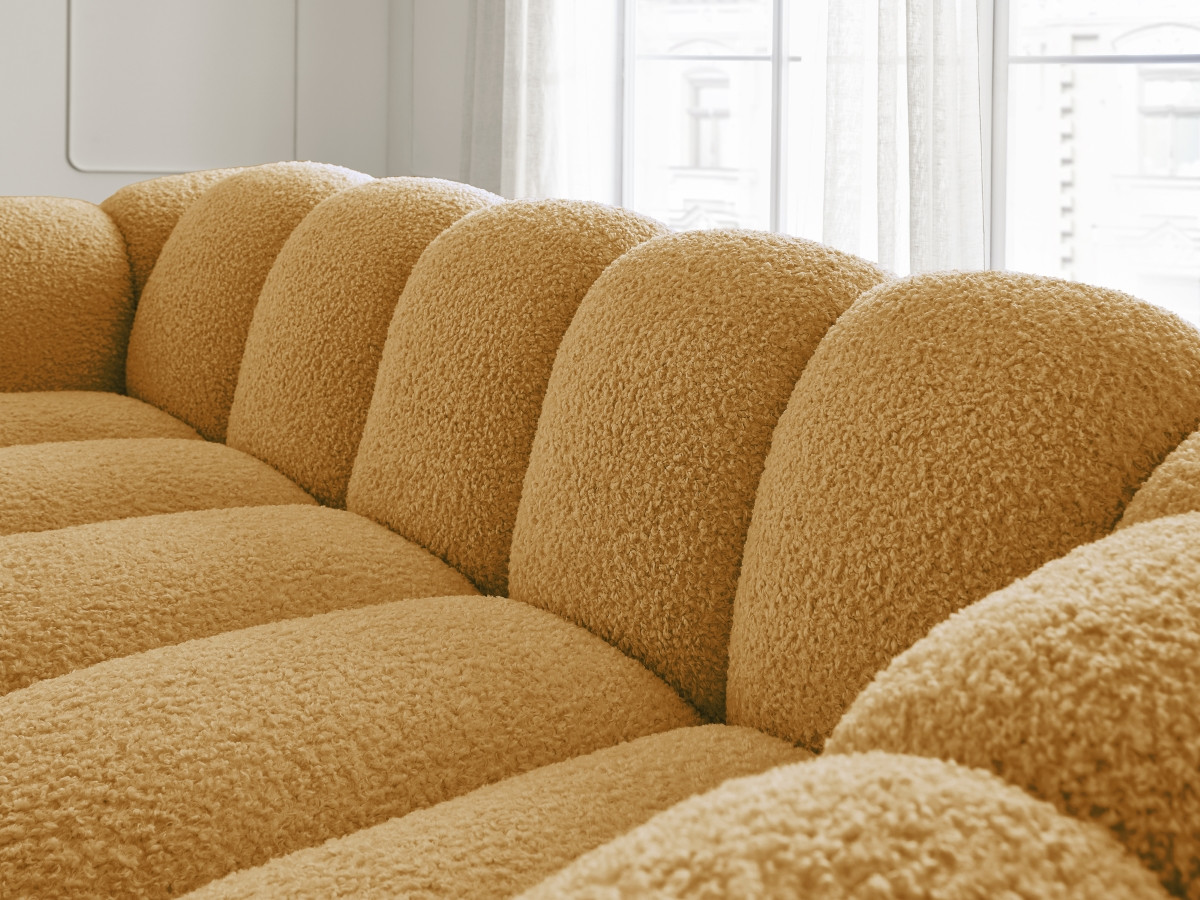 Bobochic Hippolyte Sofa 3-Sitzer Bouclé-Stoff Gelb