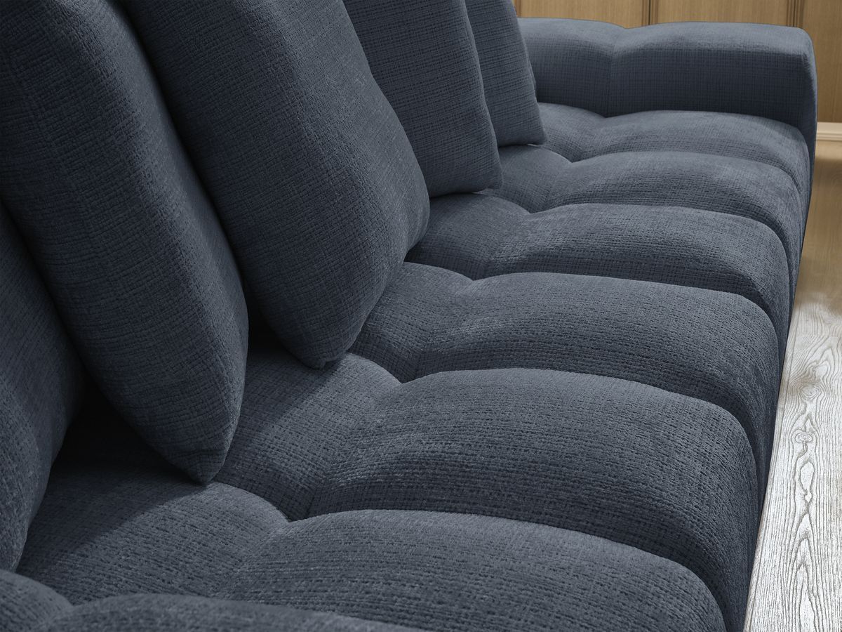 Bobochic Anakin Sofa 3-Sitzer, 6 Kissen Strukturstoff Dunkelblau