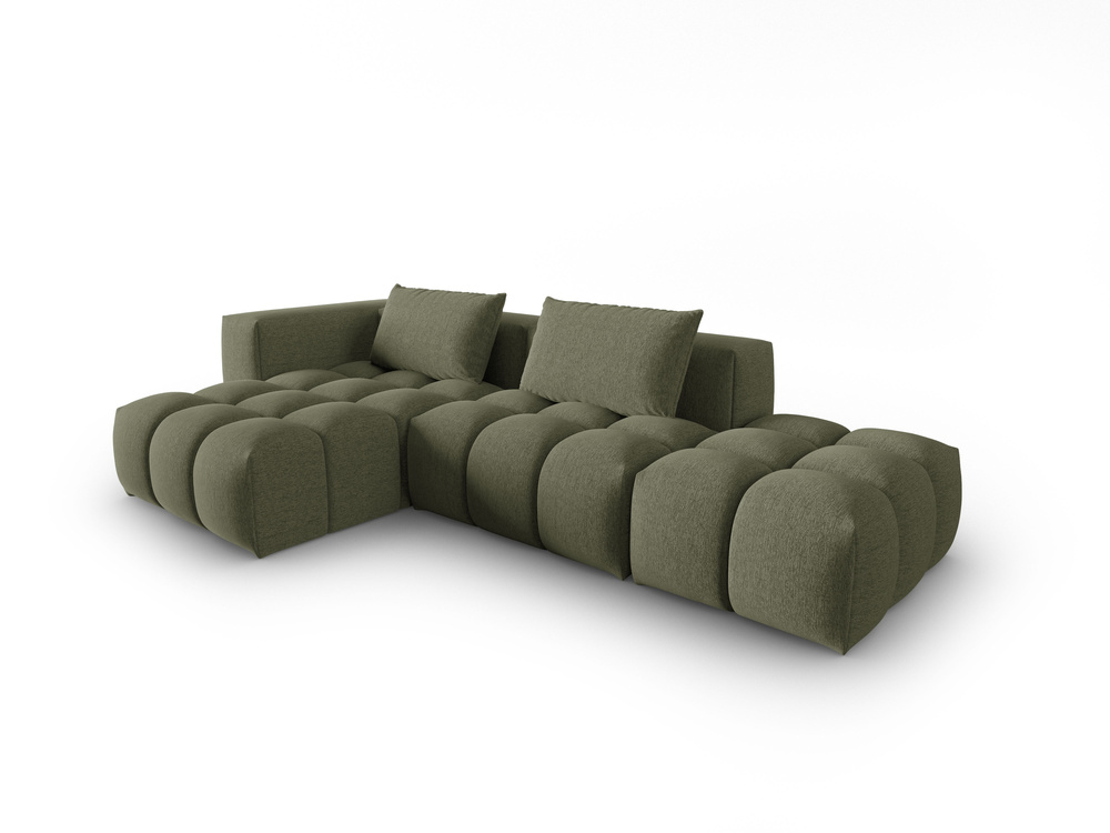 Cosmopolitan Design Ecksofa Verona 4-Sitzer offen Strukturierter Stoff Sorella Dunkles Olivgrün Links