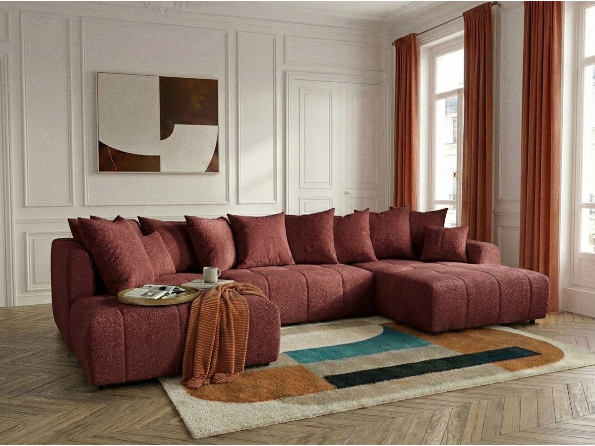 Bobochic Roxelane Wohnlandschaft Bouclé-Stoff Rot Ecke rechts