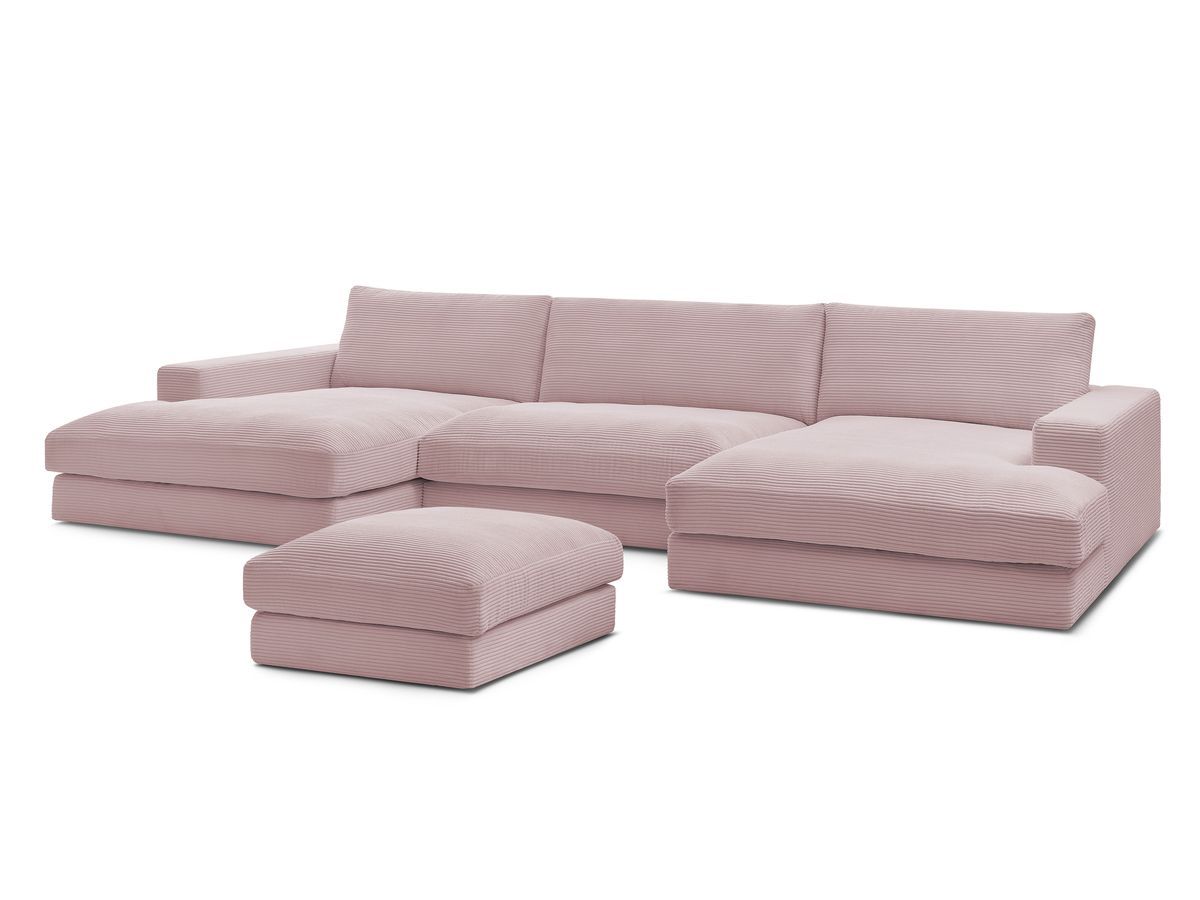 Bobochic Leonard Wohnlandschaft mit Pouf 404 × 159 cm Cordsamt Violett