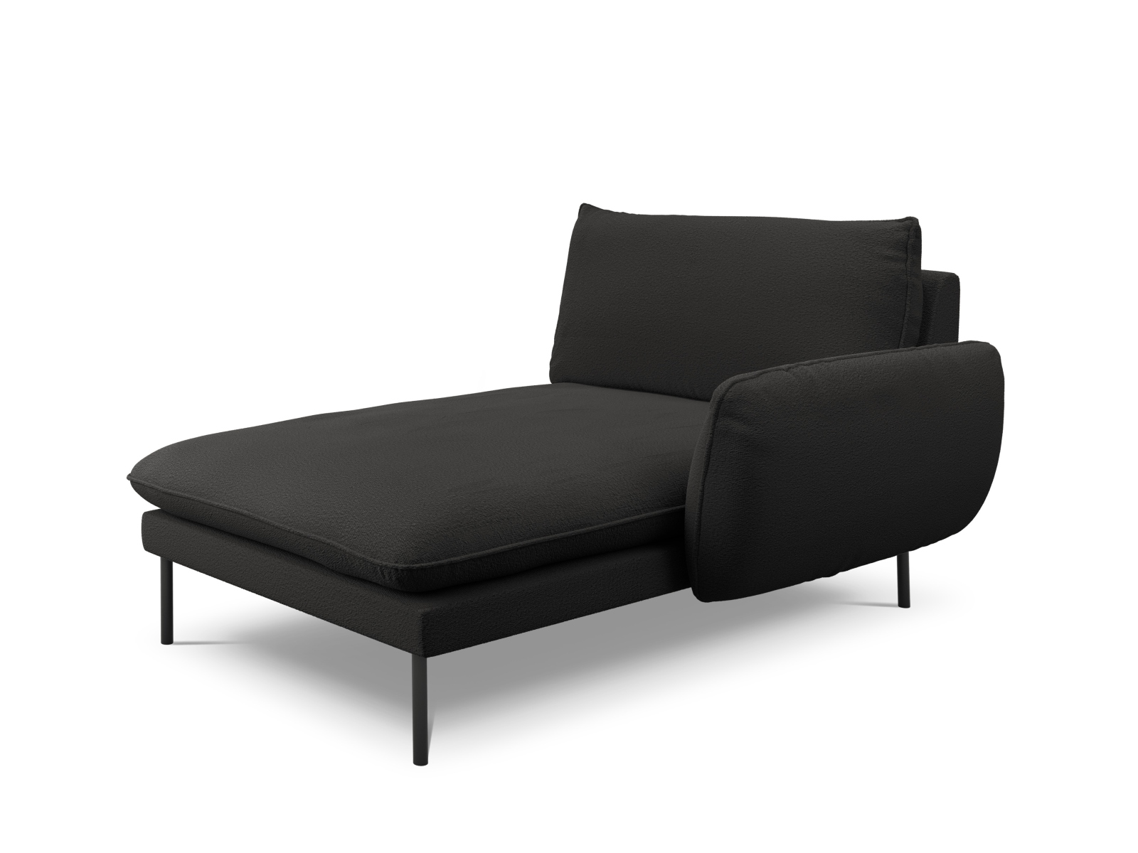 Cosmopolitan Design Chaiselongue Vienna Boucle Ascot Schwarz Rechts Beine Schwarzes Metall