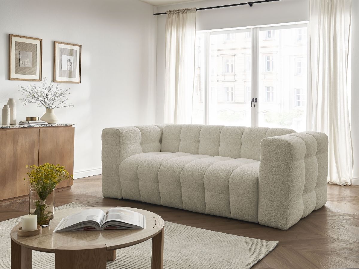 Bobochic Cloud Schlafsofa 3-Sitzer Bouclé-Stoff Beige