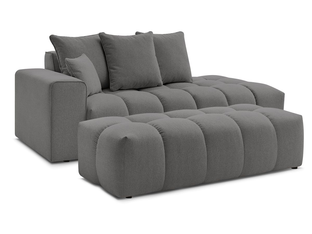 Bobochic Mont-blanc Sofa 5-Sitzer mit Pouf Melange-Stoff Dunkelgrau Armlehne links