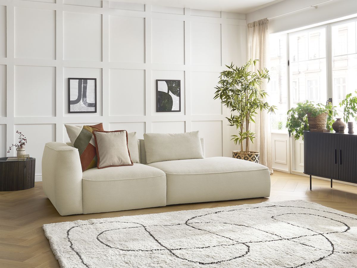 Bobochic Leopold Sofa 3-Sitzer Cordsamt Beige Armlehne links