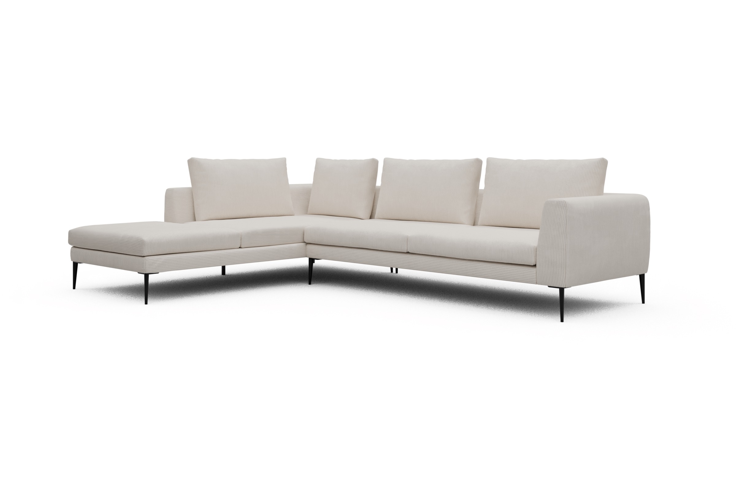Ecksofa Paul Relax-Ecke rechts mit 3-Sitzer Corduroy-Ivory
