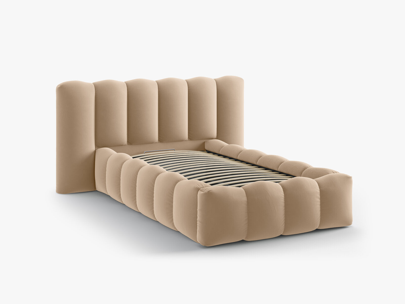 Micadoni Stauraumbett mit Kopfteil Lupine Samt Paris Sand